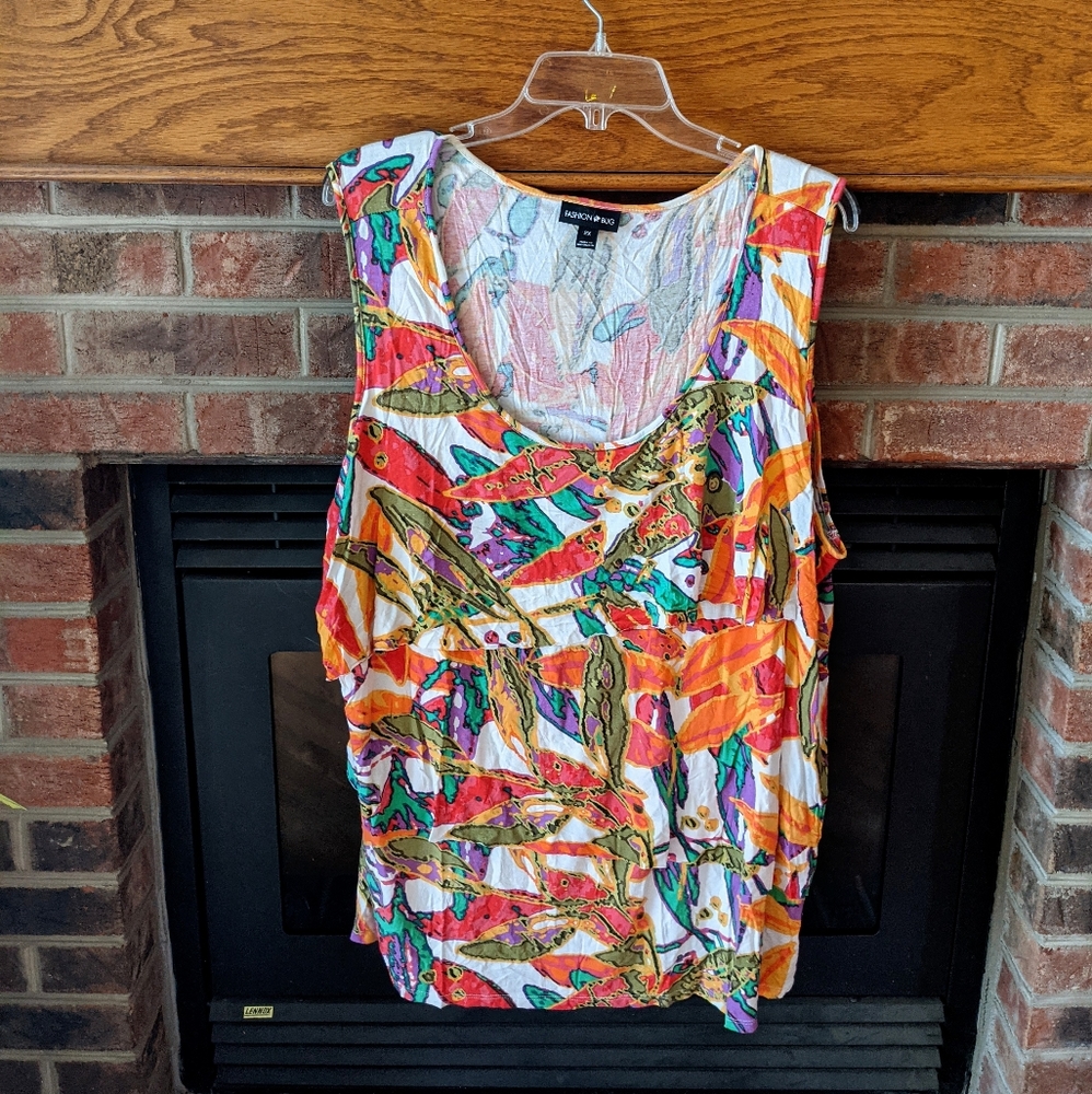 Fashion bug multicolor tank women's plus size 2X
